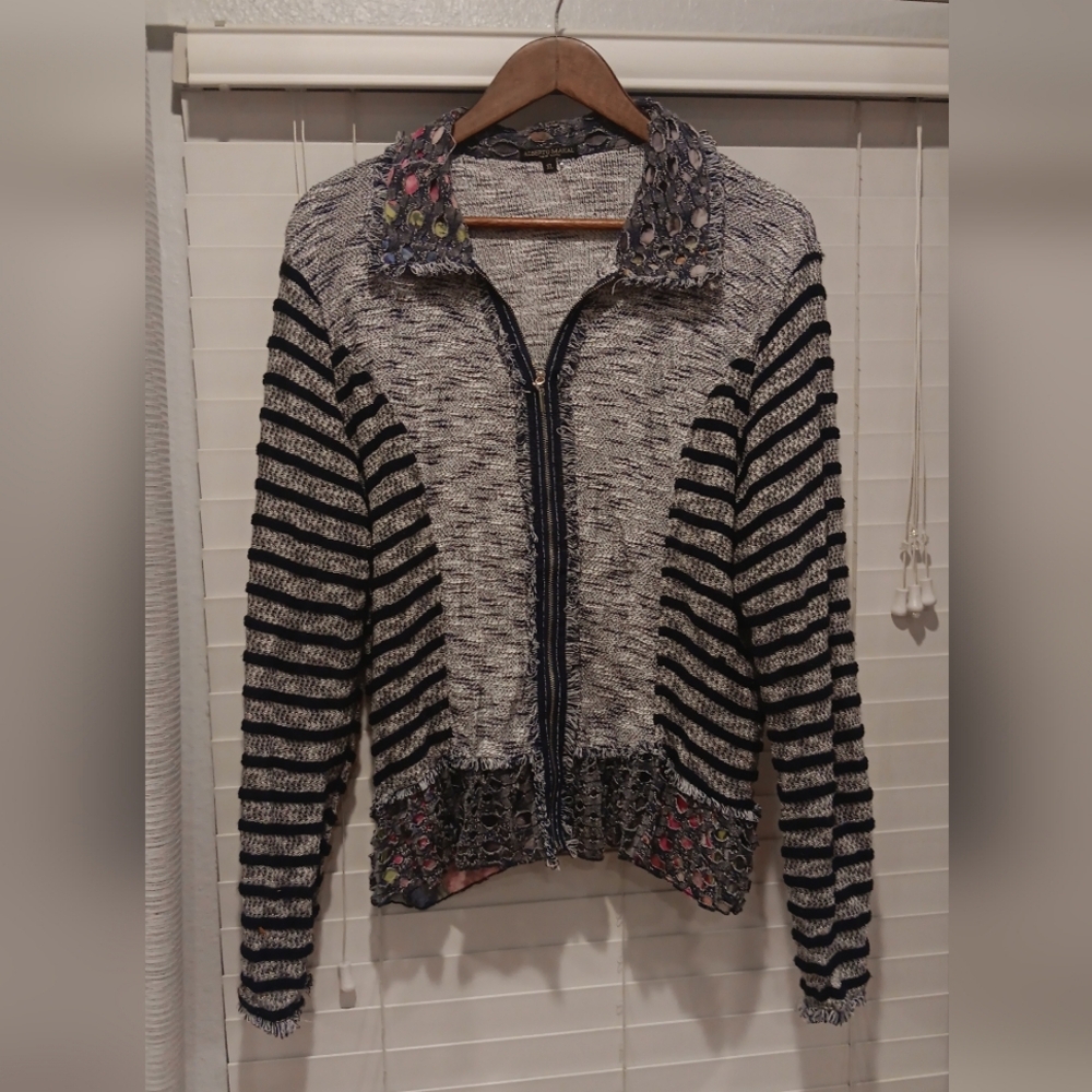 Striped Black and Gray Women's Sweater